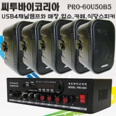 씨투바이코리아 PRO-60U50B5 4채널 USB앰프와 스피커5개세트