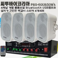 씨투바이코리아 PRO-60UB50W4 4CH블루투스앰프와 벽걸이스피커4개