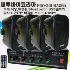씨투바이코리아 PRO-30UB50B4 매장용 블루투스 USB앰프와 벽걸이스피커4개세트